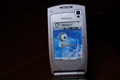 Запущенная мобильная часть Mobiola Webcam на Nokia N71